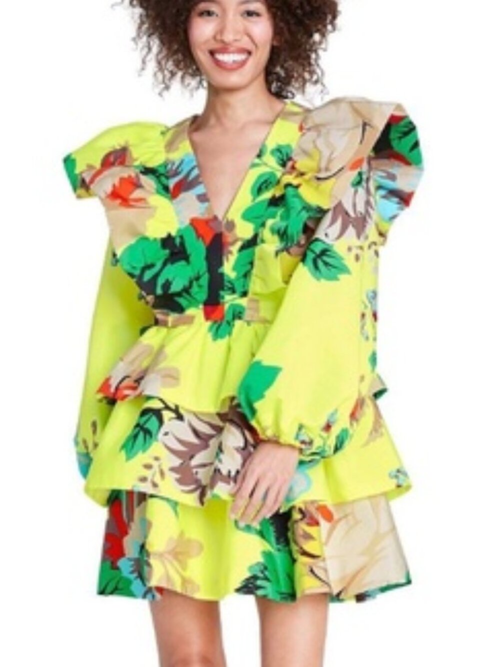 NWOT Christopher John Rogers x Target Floral Long Sleeve Ruffle Dress